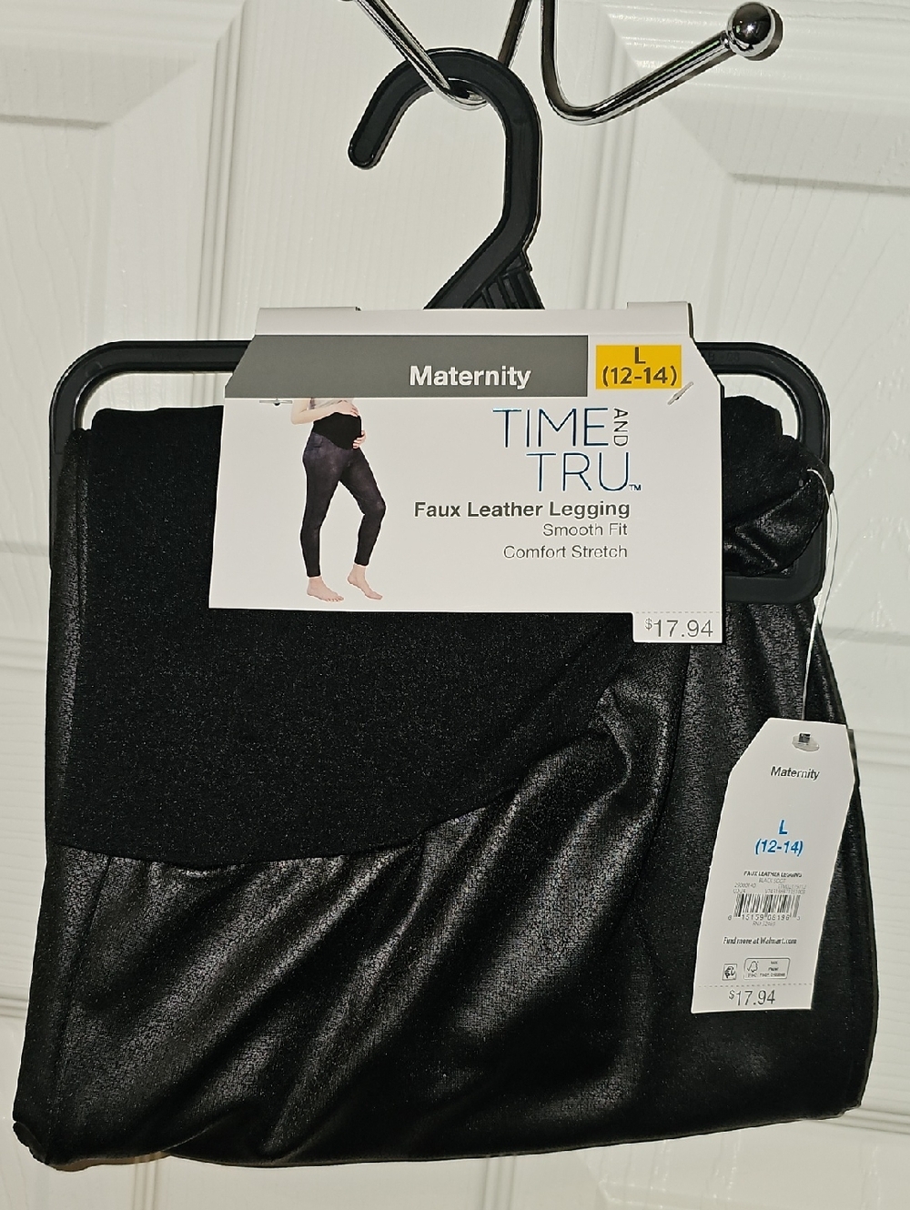 Time And Tru Women's Large 12-14 Faux Leather Maternity Leggings New